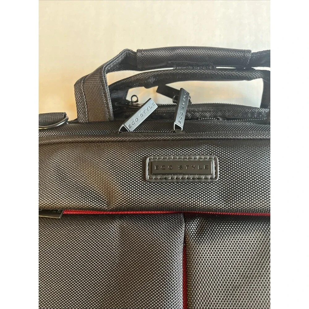 Eco Style Laptop Bag Pro Tech Topload Black Red Business Travel Case Fits 15.6”